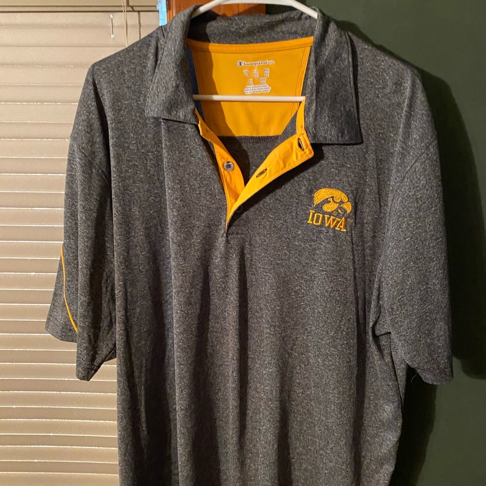 Champion men’s Iowa Hawkeyes polo dry fit gray size XL
